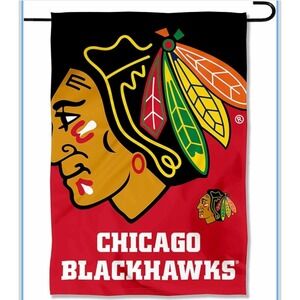 Chicago Blackhawks Garden Flag 12.5 x 18 Inches NHL Team‎ Logo Double Sided